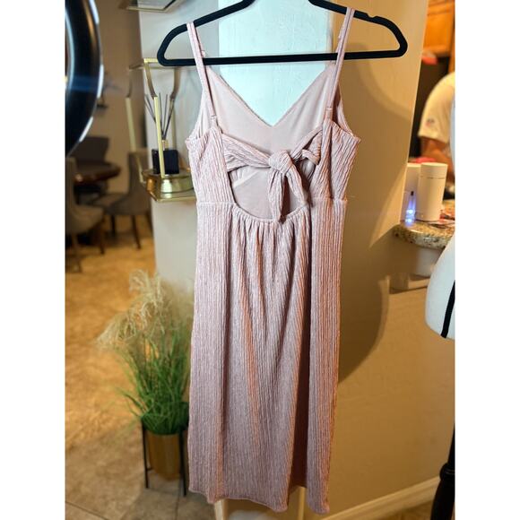 Lulu's View and I Mauve Pink Tie-Back Faux-Wrap Midi Dress Small 0-4 - Picture 7 of 8